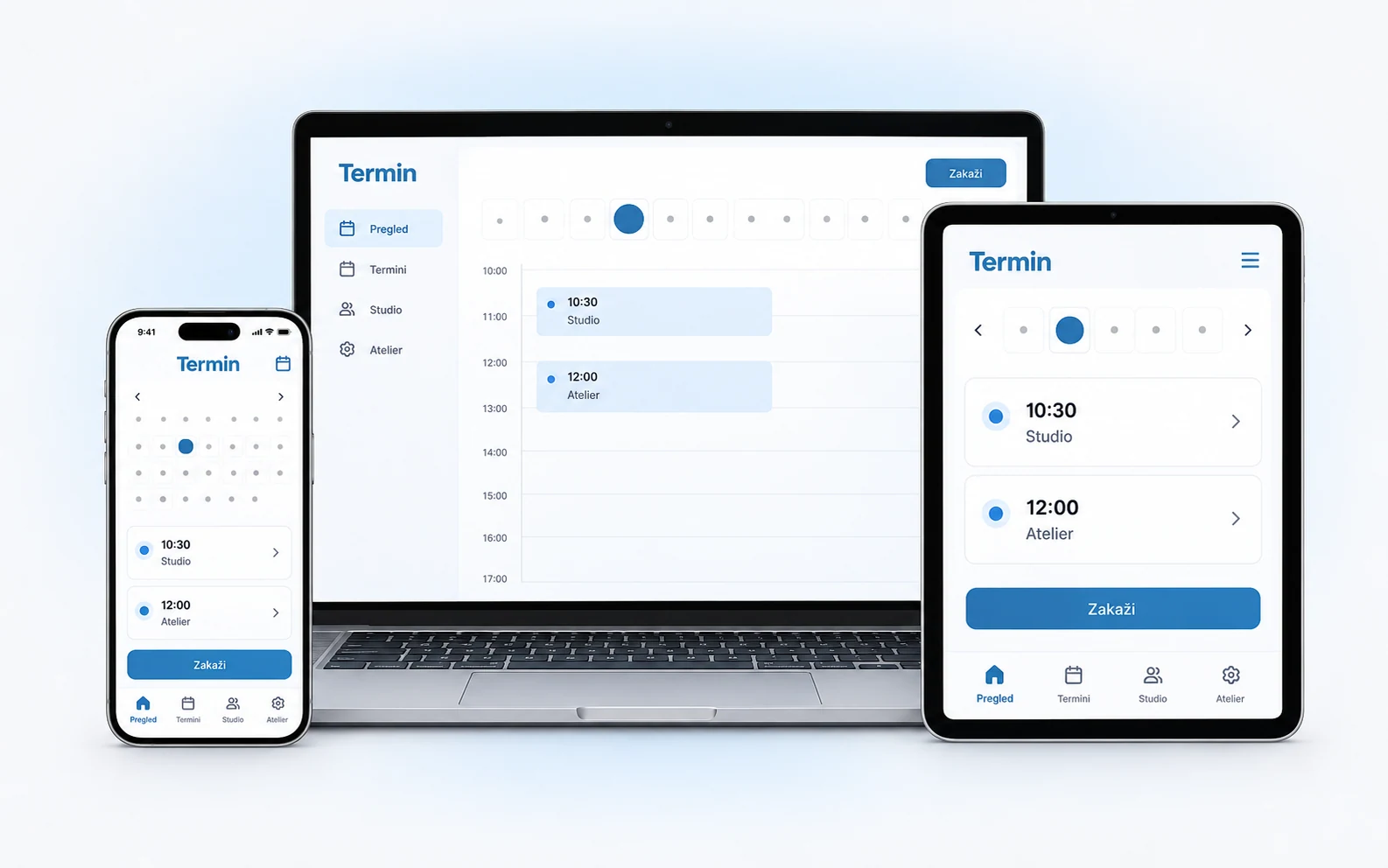 Responsive interface concept on a laptop, tablet and phone