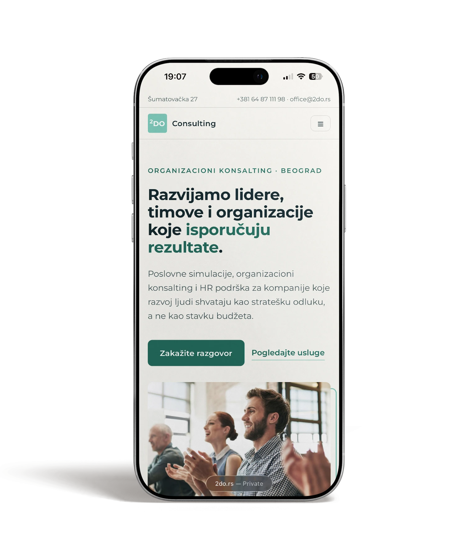 2DO Consulting — mobilni prikaz