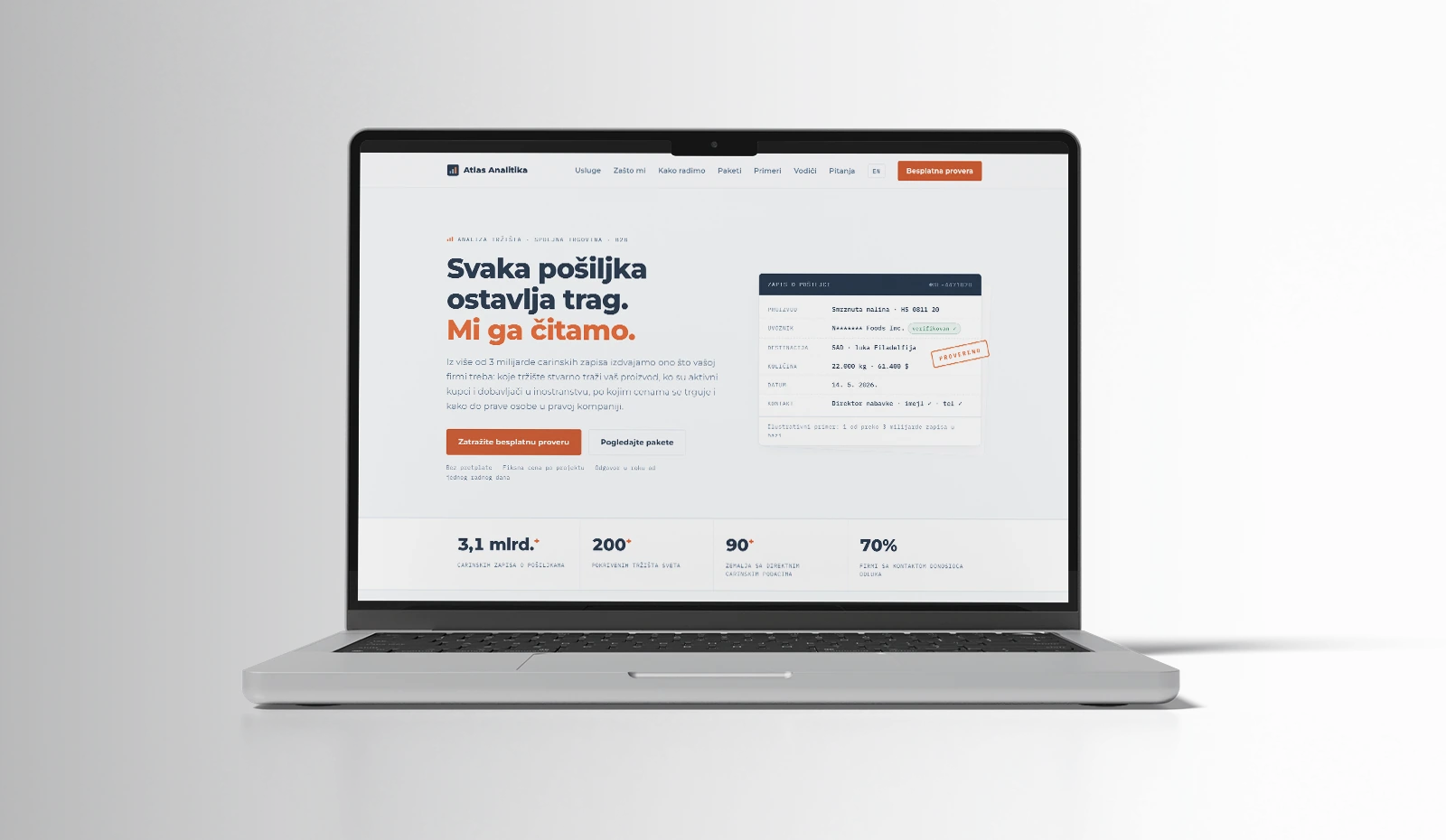 Prikaz web projekta ATLAS ANALITIKA