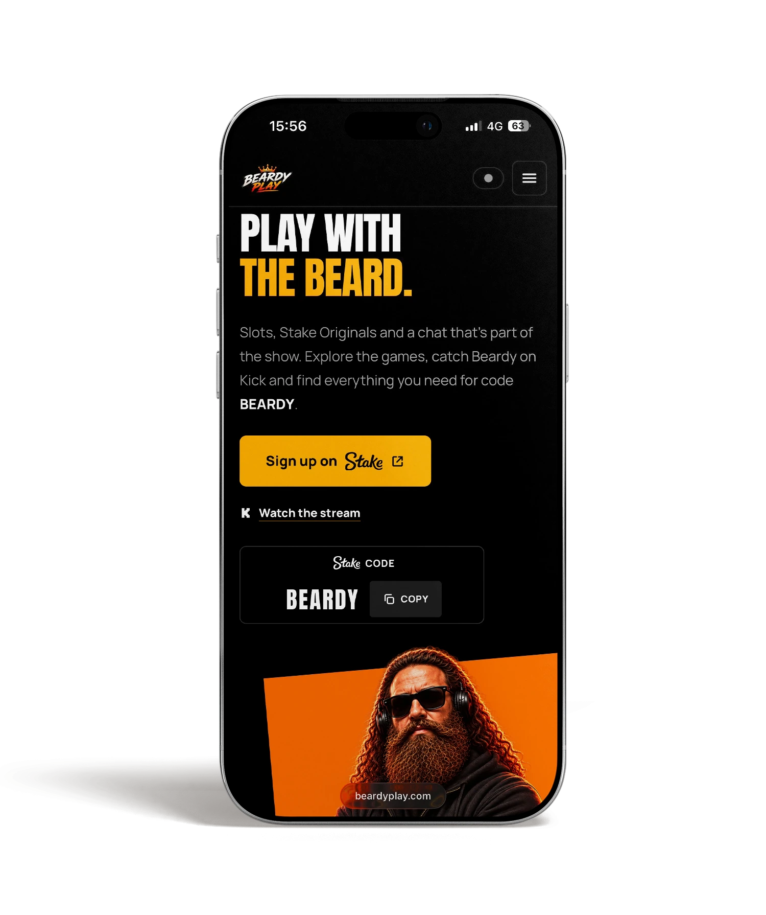 Beardy Play — mobilni prikaz