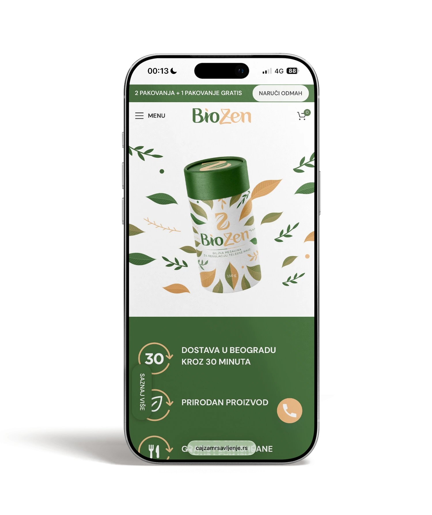 BioZen — mobilni prikaz