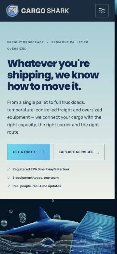 Cargo Shark — mobilni prikaz