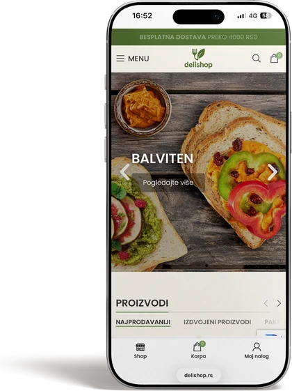Delishop — mobilni prikaz