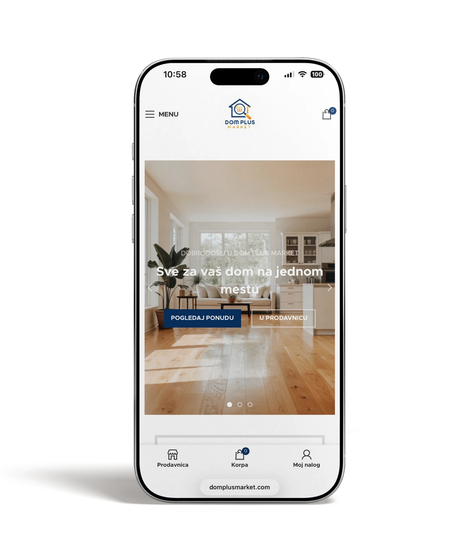 Dom Plus Market — mobilni prikaz