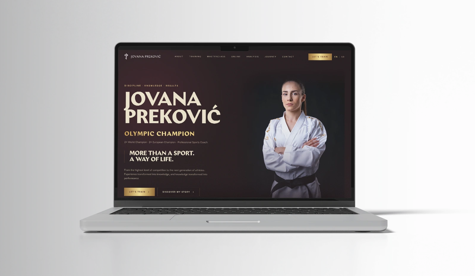 Jovana Preković — prikaz sajta sa sportskim treninzima i uslugama