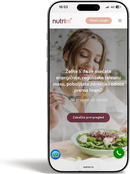 NutriM — mobilni prikaz