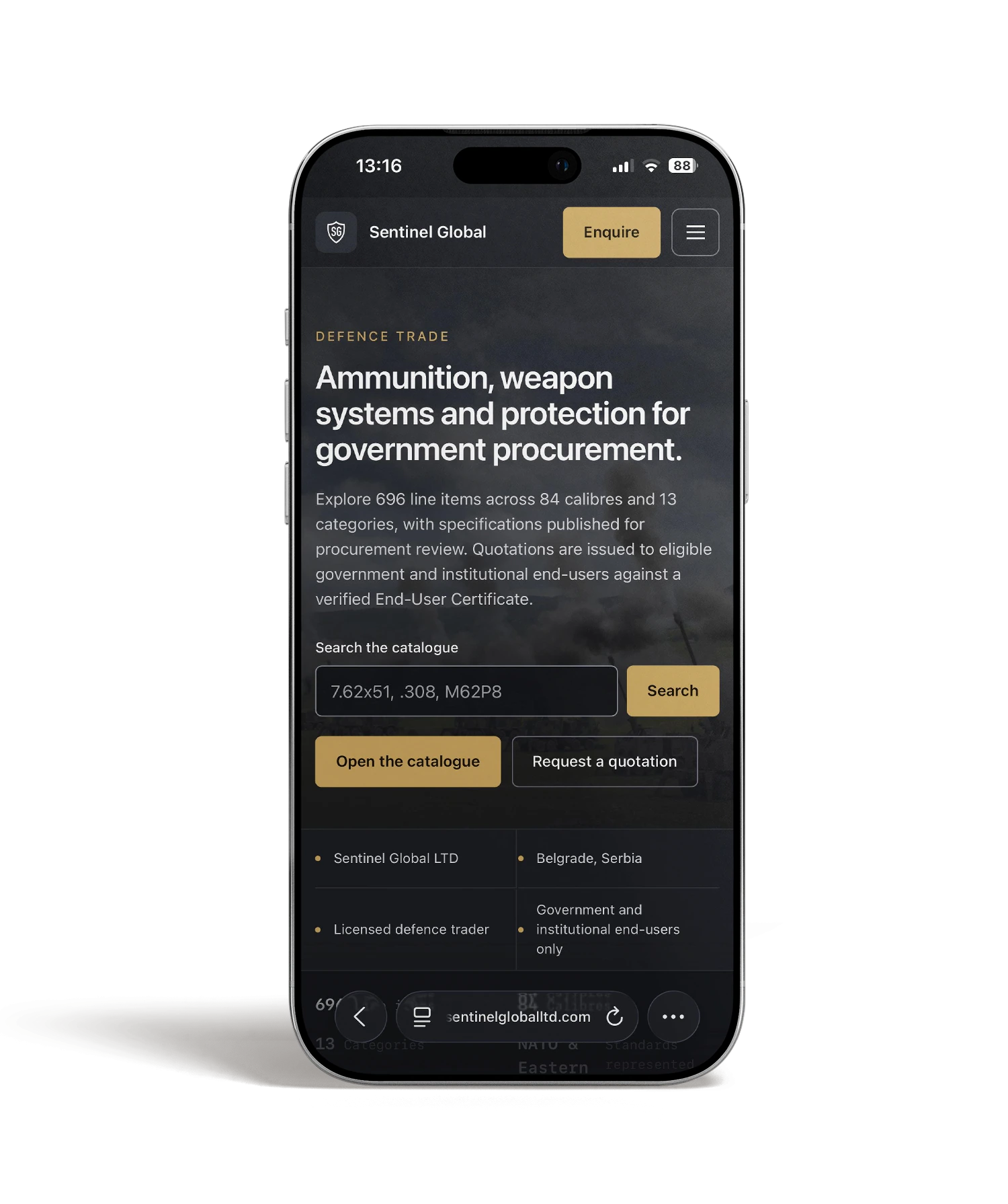 Sentinel Global — mobilni prikaz