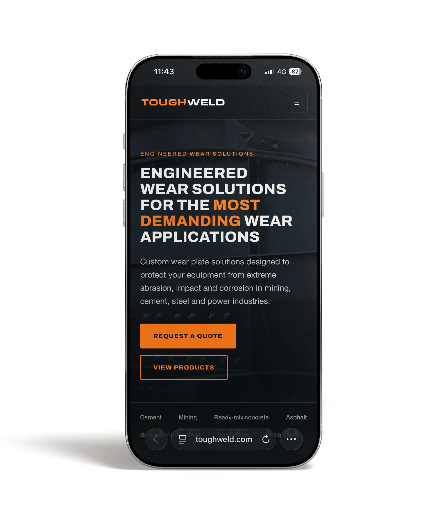 Tough Weld — mobilni prikaz
