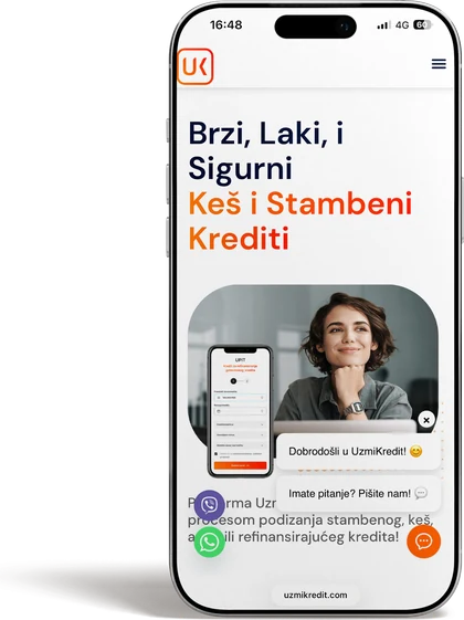 UzmiKredit — mobilni prikaz