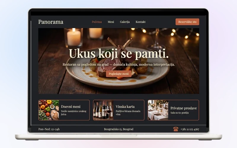 Panorama Restaurant — website preview with a menu and reservations