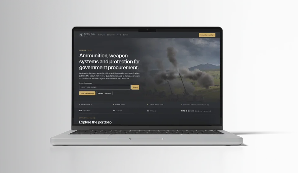 Sentinel Global — corporate website and equipment catalogue preview