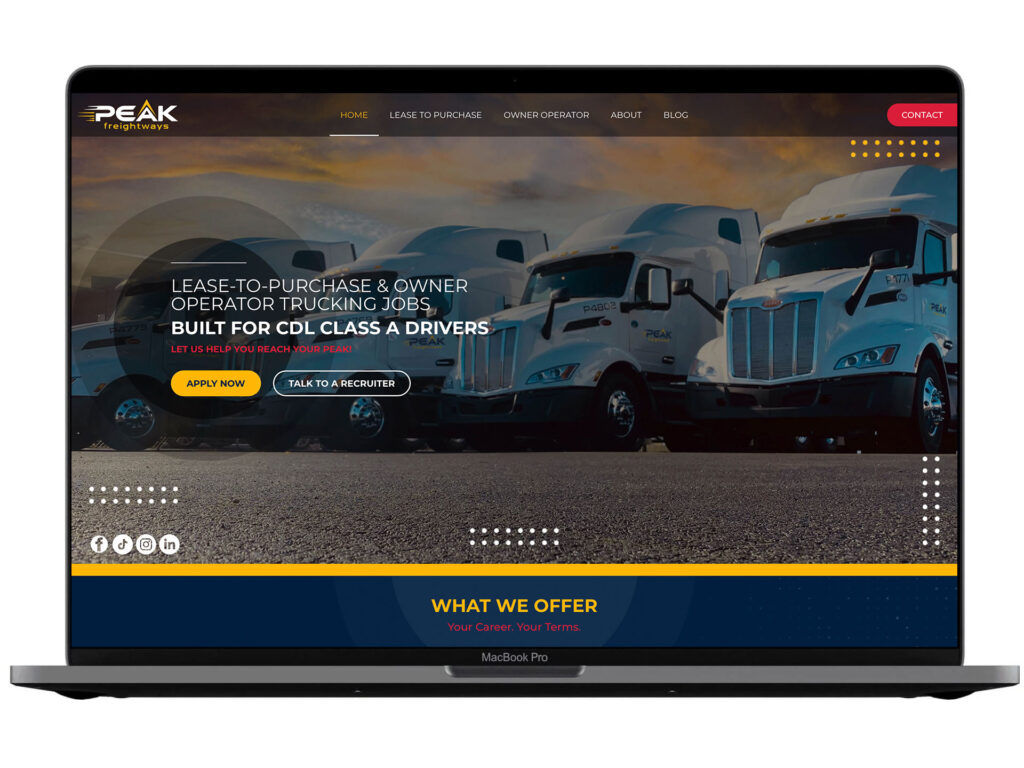 Website development for Peak — an example from the DesignJust4You portfolio