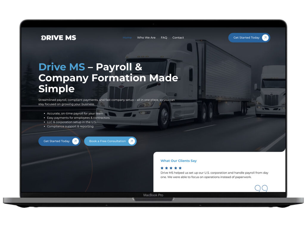 Website development for Drivems — an example from the DesignJust4You portfolio