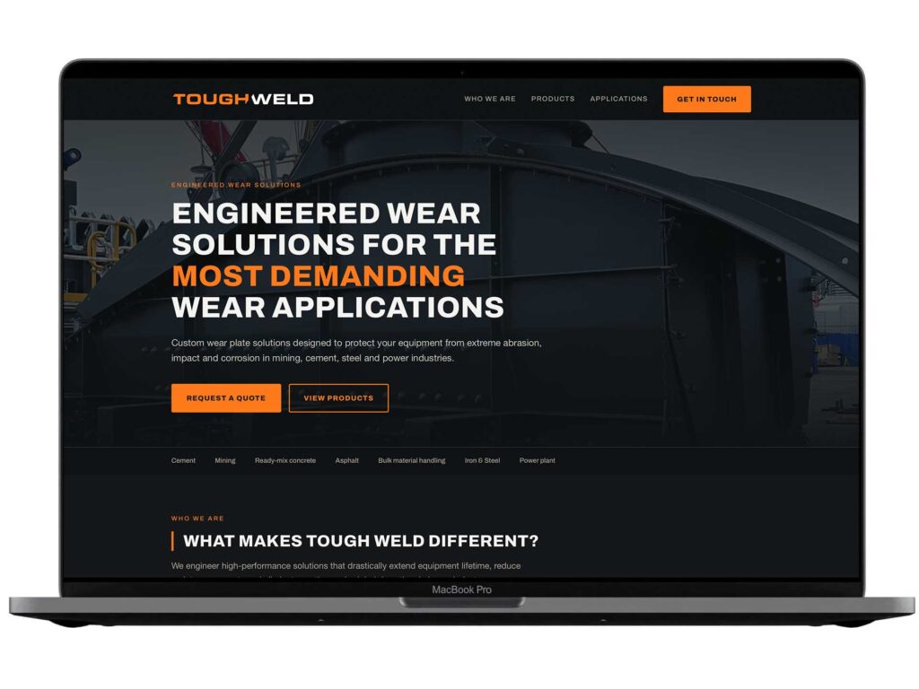 Website project preview: TOUGH WELD